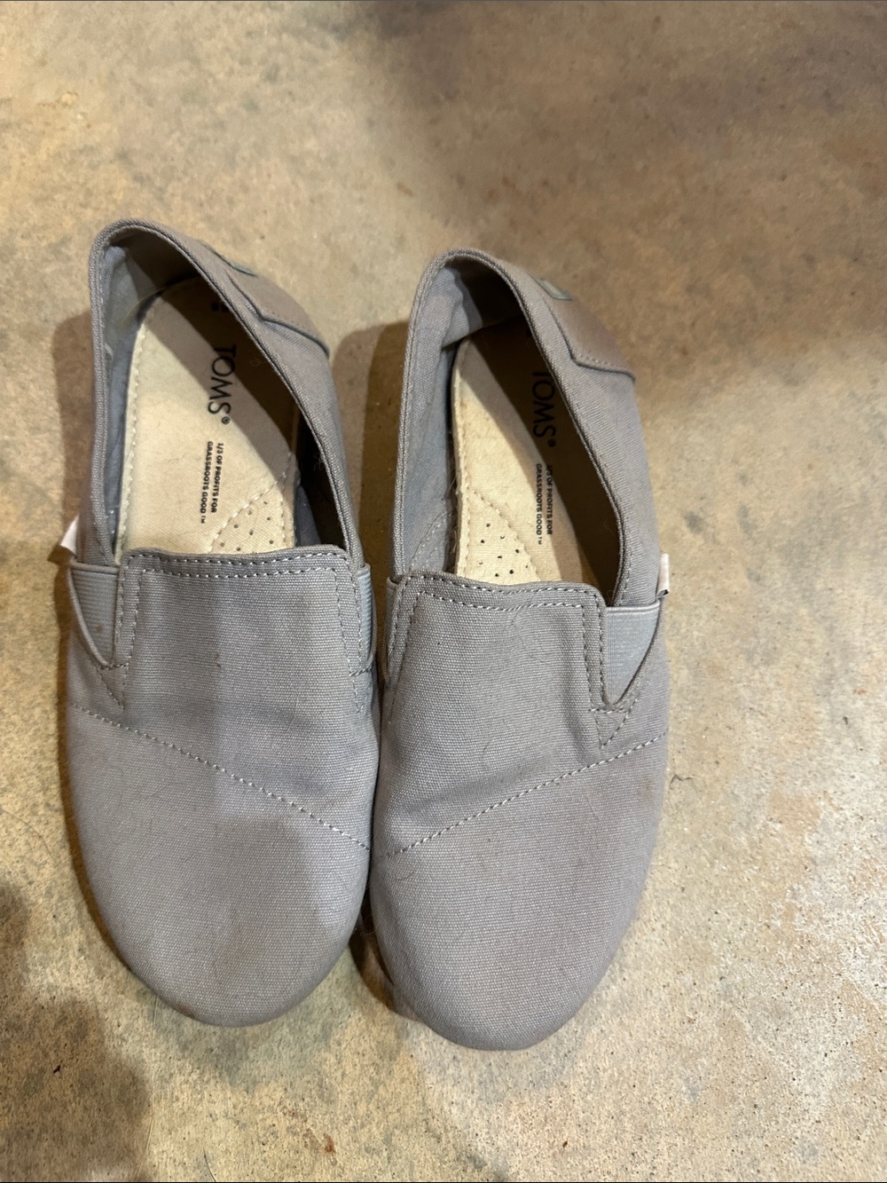 TOMS Kids Slip-On Canvas Sneakers in Light Gray